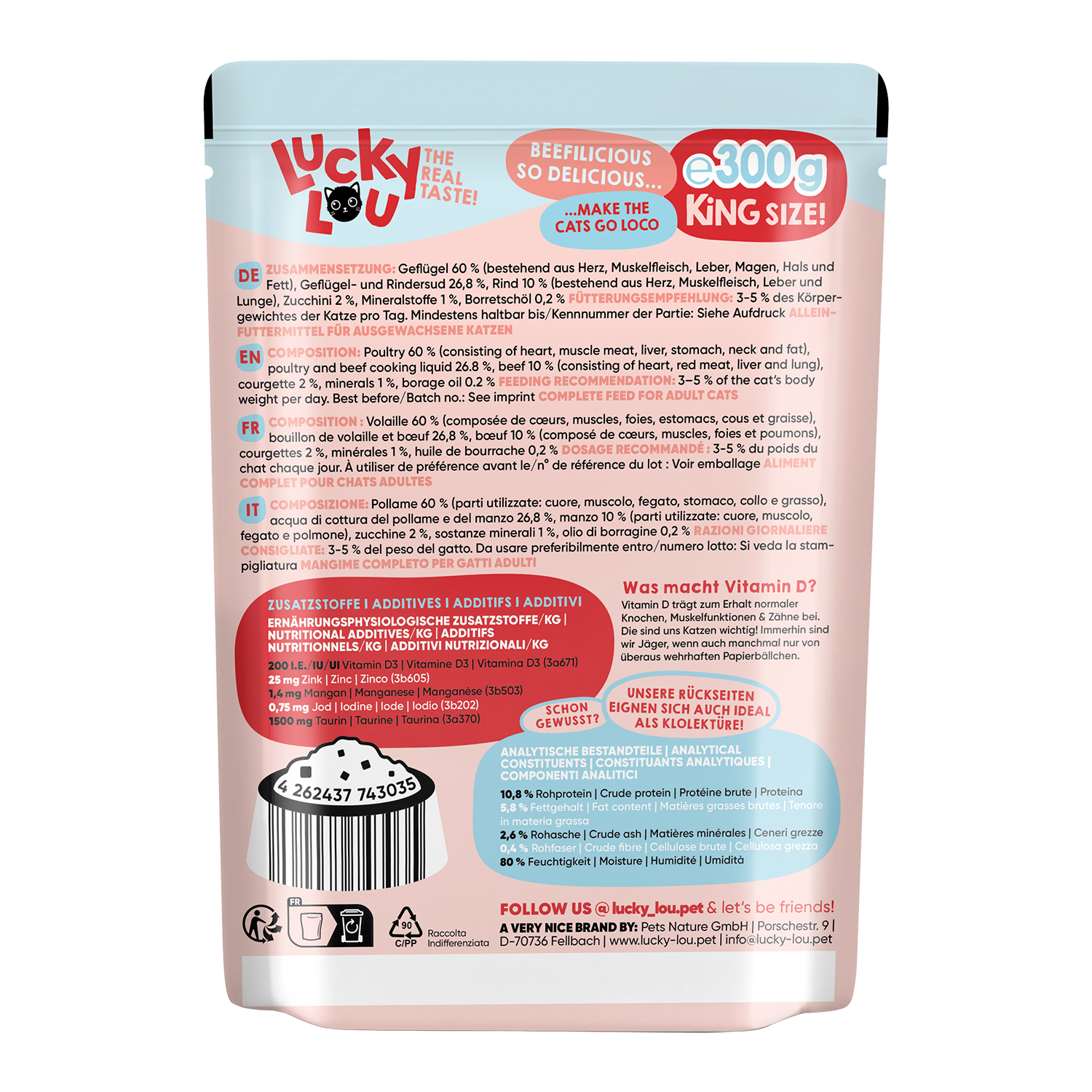 Lucky Lou LifeStage Adult Πουλερικά και Βοδινό (με Κολοκυθάκι) 300gr